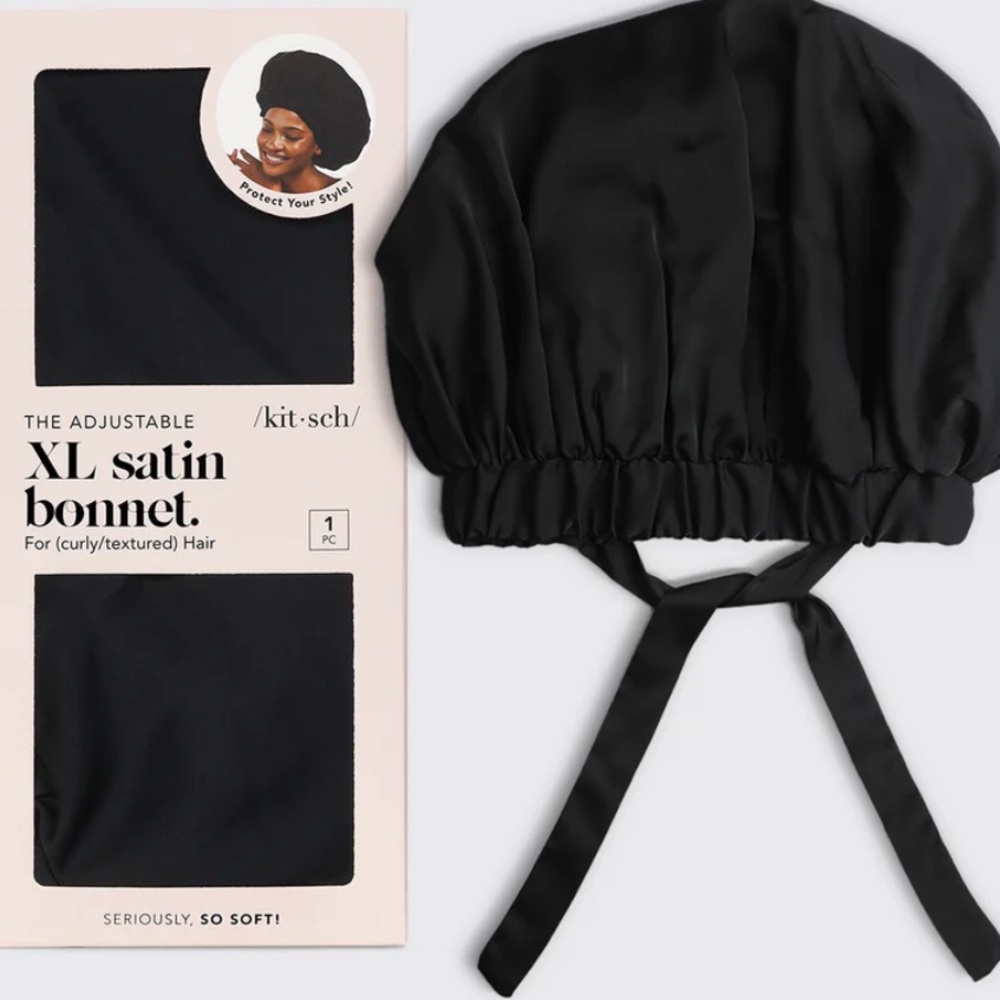Kitsch XL Satin Bonnet in Black